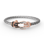 TimiFORCE LARGE HORSESHOE BLACK WHITE DIAMOND BRACELET ROSE GOLD