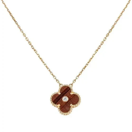 TimiCLOVER 15MM DIAMOND AND YELLOW TIGER'S EYE AGATE necklace