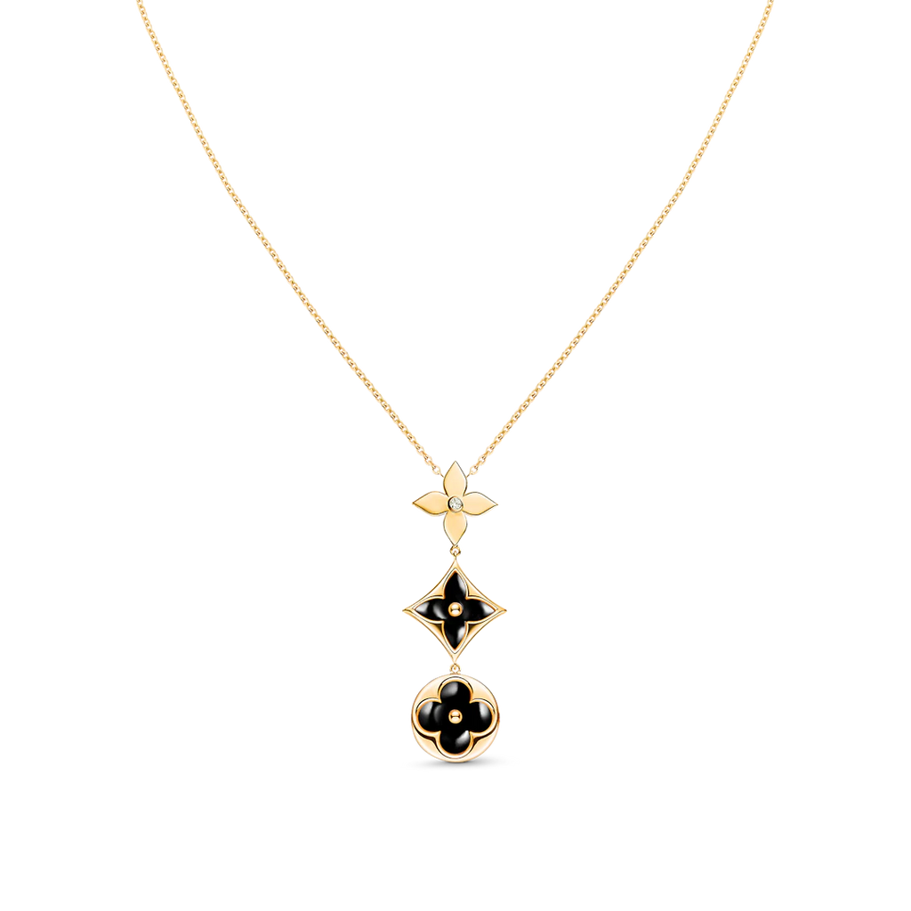 TimiSTAR AND SUN ONYX PINK GOLD NECKLACE