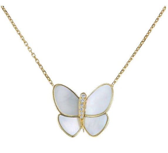 TimiBUTTERFLY GOLD MOP DIAMOND NECKLACE