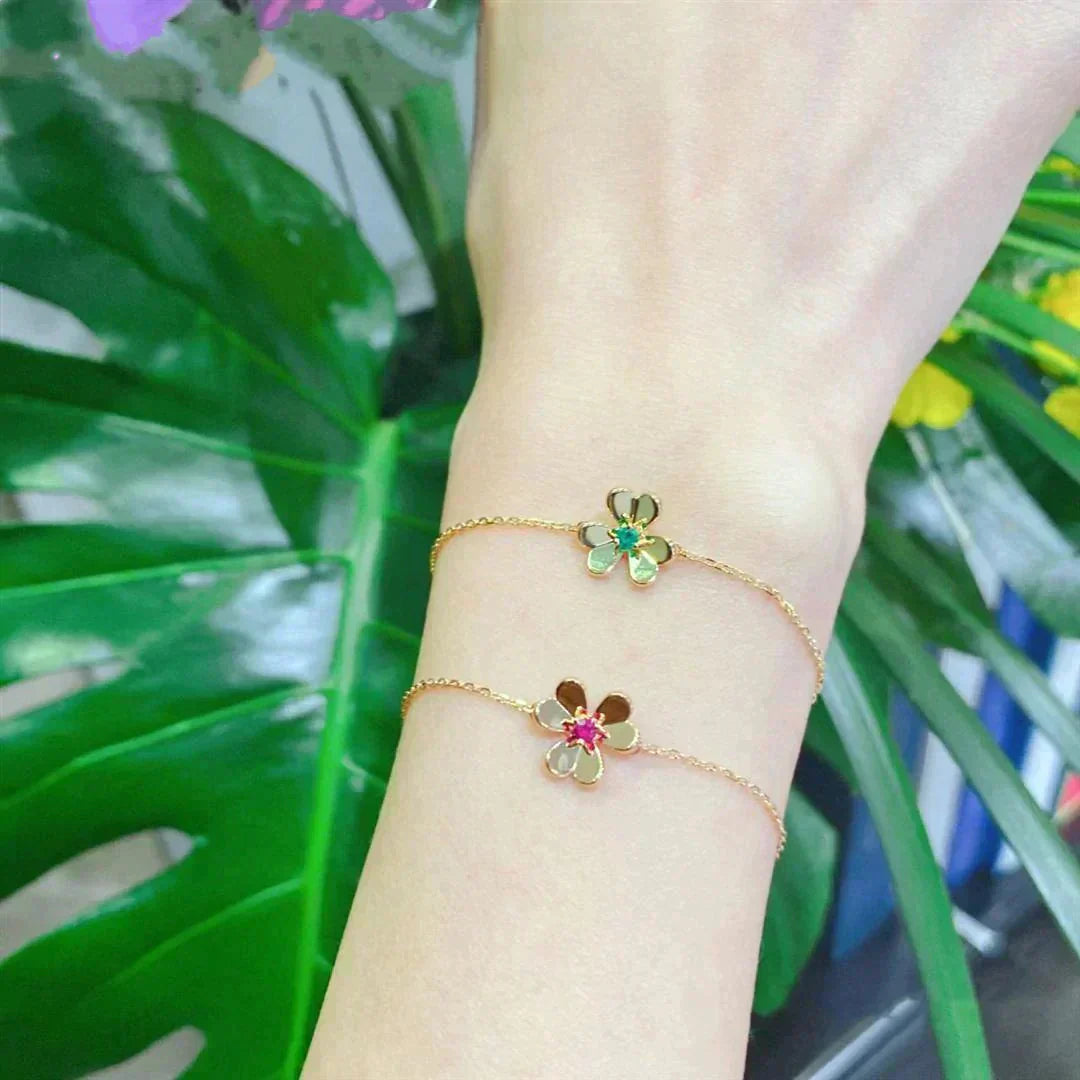 ¡®Timi¡¯FRIVOLE GOLD FLOWER PINK MALACHITE BRACELET