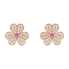 TimiFRIVOLE PINK GOLD FLOWER DIAMOND EARRINGS