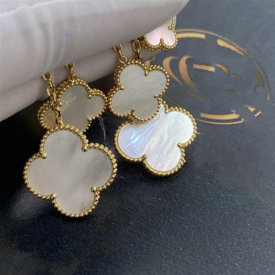 TimiCLOVER EARRINGS WHITE MOP 4 MOTIFS GOLD