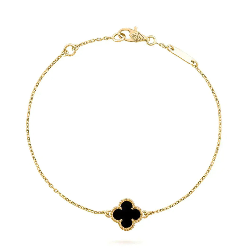 ¡®Timi¡¯CLOVER ONYX SINGLE FLOWER BRACELET