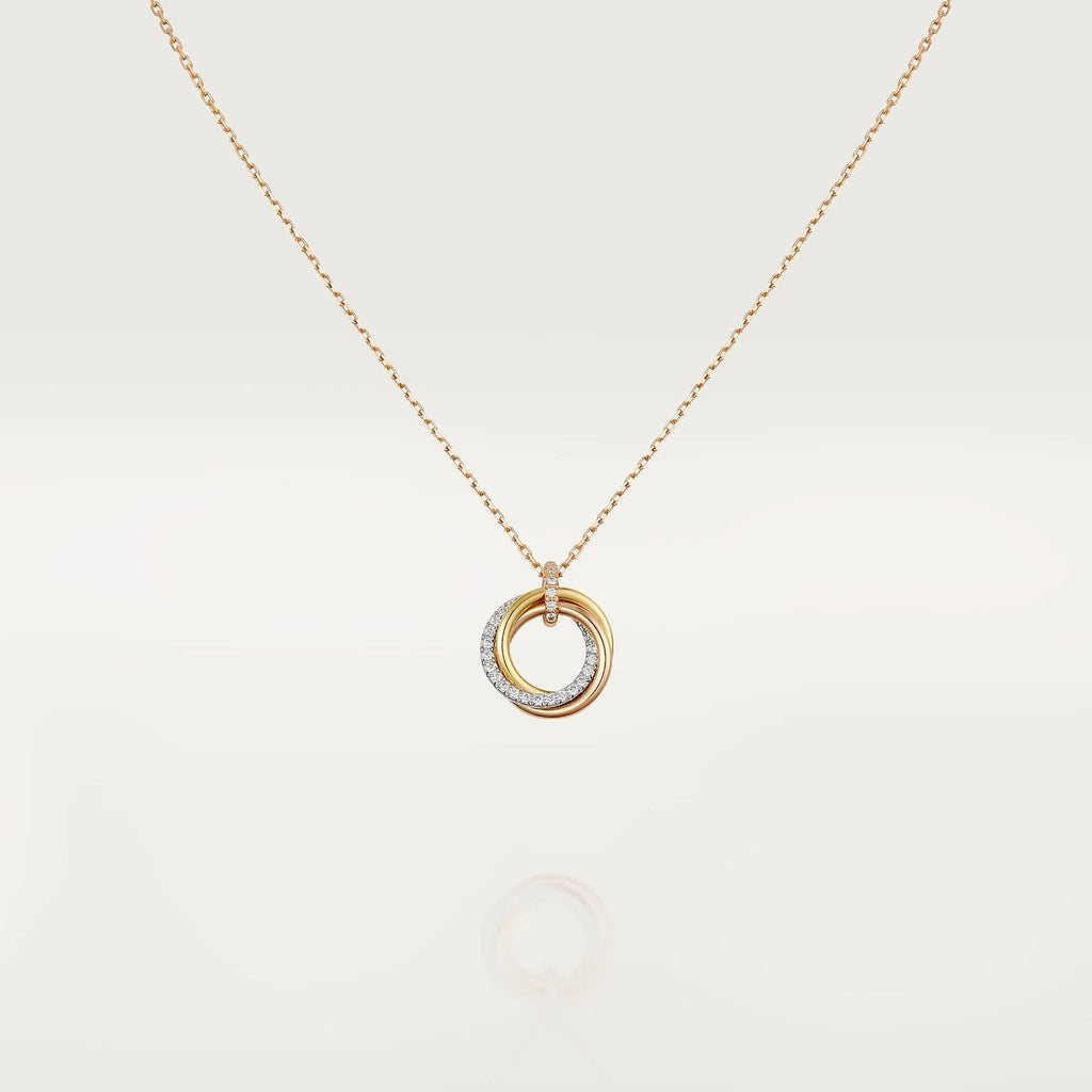 TimiTRINITY NECKLACE SILVER GOLD PINK GOLD DIAMONDS