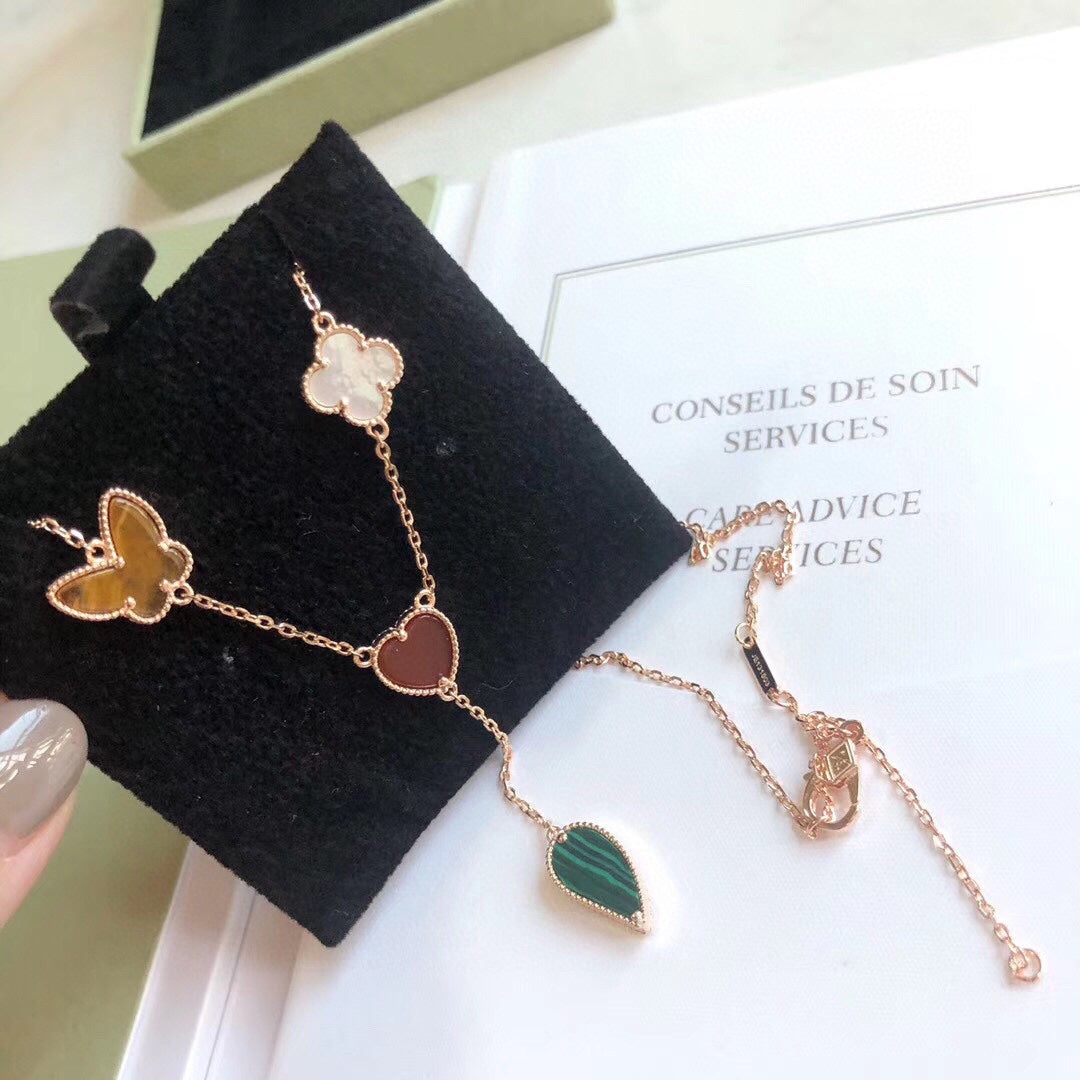 TimiLUCKY SPRING 4 MOTIFS ROSE GOLD NECKLACE